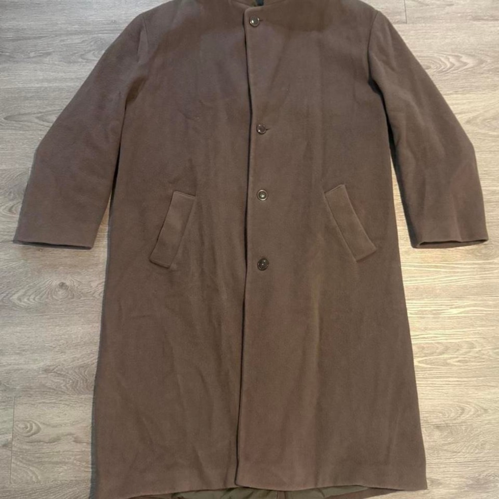Vintage 90s Eddie Bauer Wool Overcoat Trench Sz XL Earthy Brown Lined Long Coat